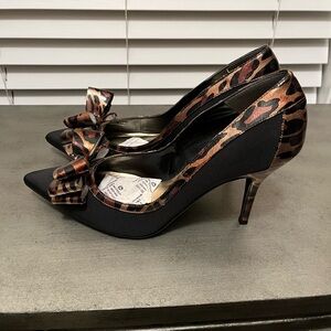 Leopard Print Heels with Bow Accent